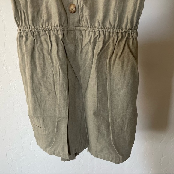 Cotton On| Olive Cargo Linen Romper, Short Sleeve, Size Large••• - Picture 8 of 13